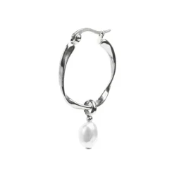 Marlù Orecchino a cerchio con perla ovale pendente