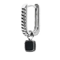 Marlù Orecchino a cerchio ovale con quadrato in onice pendente