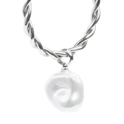 Marlù Orecchino a cerchio 2,7cm con perla pendente