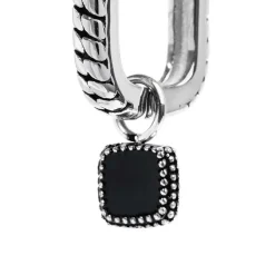 Marlù Orecchino a cerchio ovale con quadrato in onice pendente