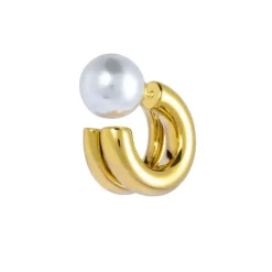 Marlù Orecchino a lobo a cerchietto doppio 2,1cm con chiusura perla