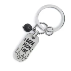 Marlù Portachiavi con fiamme e pendente con pietra lavica