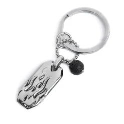 Marlù Portachiavi con fiamme e pendente con pietra lavica