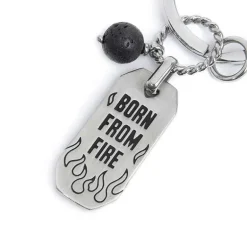 Marlù Portachiavi con fiamme e pendente con pietra lavica