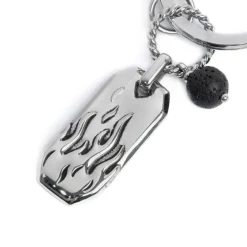 Marlù Portachiavi con fiamme e pendente con pietra lavica