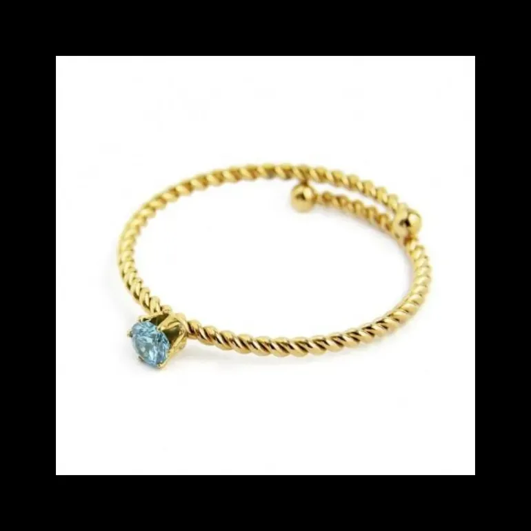 Marlù - Anello con cristallo azzurro pvd oro