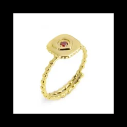 Marlù - ANELLO CON ELEMENTO QUADRATO CON CUORE CRISTALLO ROSSO PVD ORO