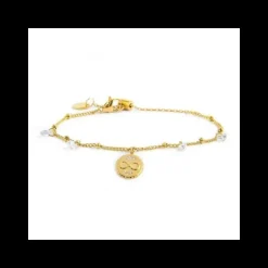 Marlù - BRACCIALE CATENA CON CRISTALLI E SFERE PENDENTE INFINITO CRISTALLI BIANCHI PVD ORO