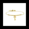 Marlù - BRACCIALE CON CHIAVE PENDENTE CRISTALLI BIANCHI ED EMATITE PVD ORO