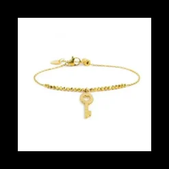 Marlù - BRACCIALE CON CHIAVE PENDENTE CRISTALLI BIANCHI ED EMATITE PVD ORO