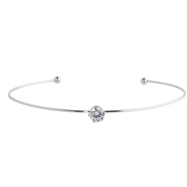 Marlù - BRACCIALE RIGIDO ACCIAIO SOLITARIO