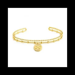 Marlù - BRACCIALE RIGIDO DOPPIO CON PENDENTE INFINITO CRISTALLI BIANCHI PVD ORO