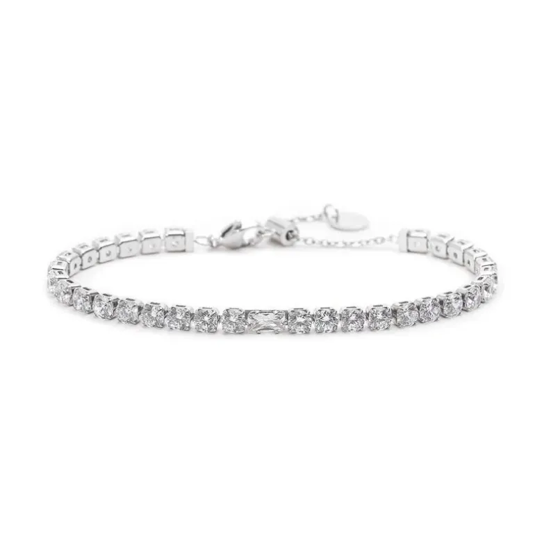 Marlù - Bracciale tennis 4mm con zircone centrale