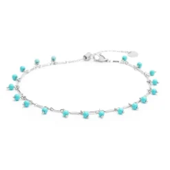 Marlù - Cavigliera catena con pietre turchesi pendenti