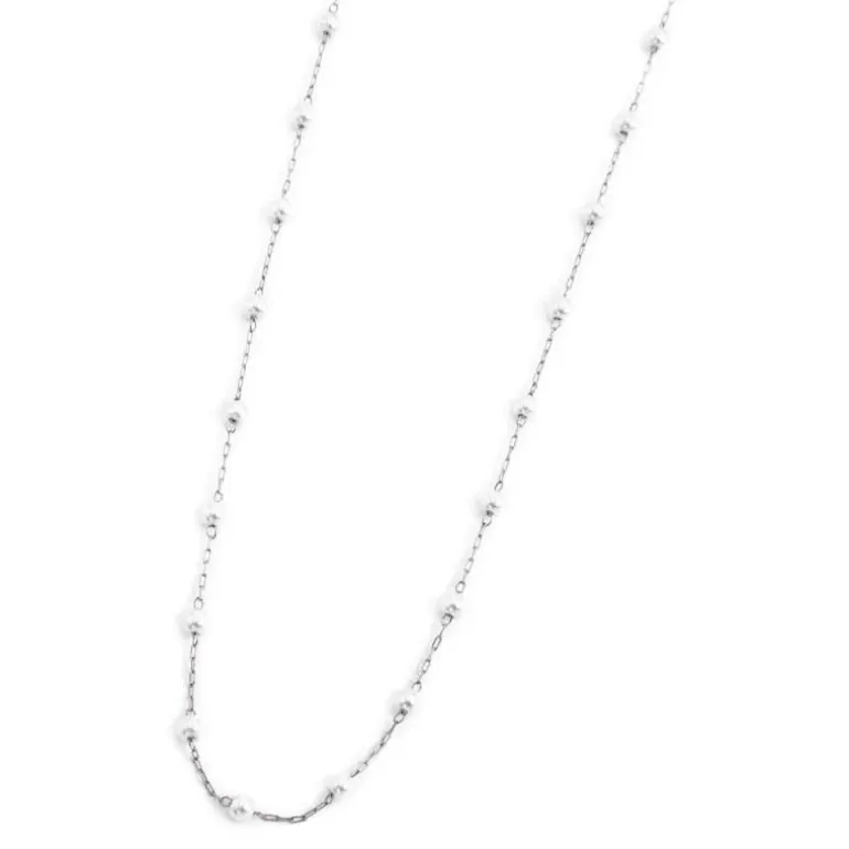 Marlù - COLLANA CON PERLE 3.30MM CATENA 44CM ACCIAIO