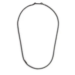 Marlù - COLLANA TENNIS CRISTALLI NERI E PLACCA CON CRISTALLO NERO PVD NERO