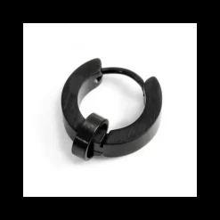 Marlù - MONO ORECCHINO CERCHIO PVD NERO CRISTALLI 14MM SP 3,80MM CON ANELLO