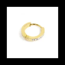 Marlù - MONO ORECCHINO CERCHIO PVD ORO 13MM CRISTALLI BIANCHI