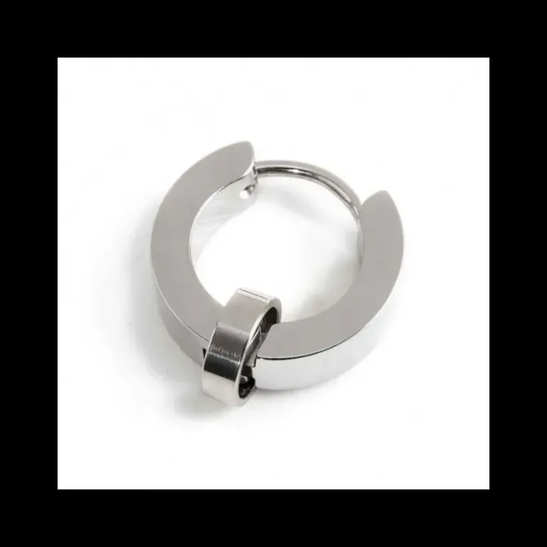 Marlù - MONO ORECCHINO CERCHIO ACCIAIO 14MM SP 3,80MM CON ANELLO