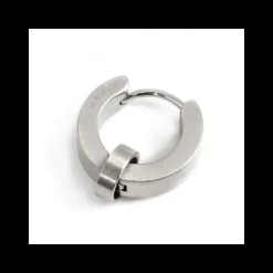 Marlù - MONO ORECCHINO CERCHIO ACCIAIO SATINATO 14MM SP 3,80MM CON ANELLO