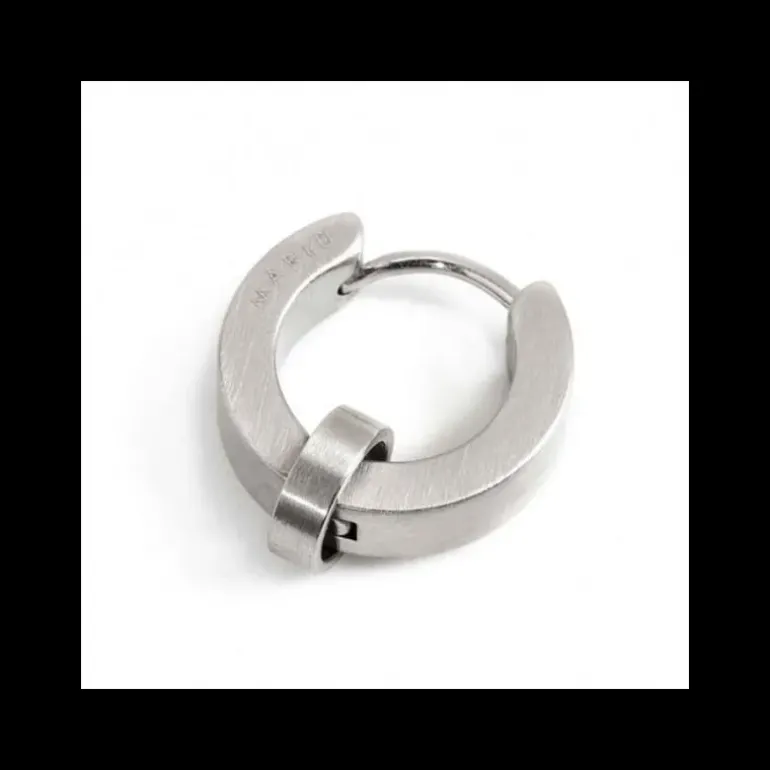 Marlù - MONO ORECCHINO CERCHIO ACCIAIO SATINATO 14MM SP 3,80MM CON ANELLO