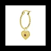 Marlù - ORECCHINO A CERCHIO CON PENDENTE CUORE CRISTALLO ROSSO PVD ORO