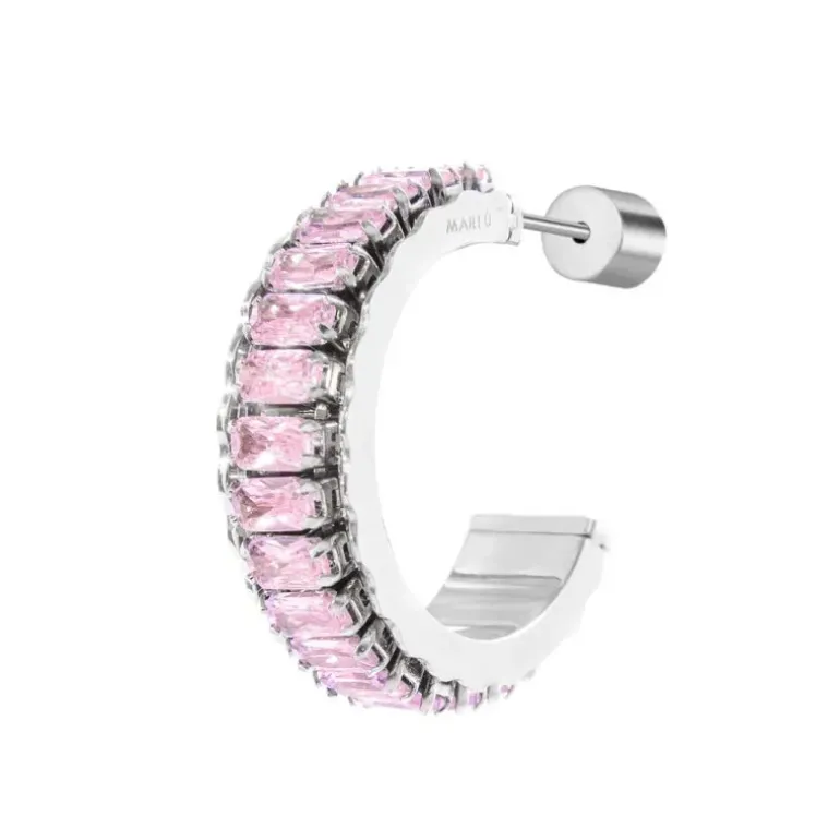 Marlù Orecchino a cerchio tennis zirconi baguette