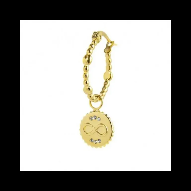 Marlù - ORECCHINO A CERCHIO CON PENDENTE INFINITO CRISTALLI BIANCHI PVD ORO