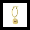 Marlù - ORECCHINO A CERCHIO CON PENDENTE QUADRATO CUORE CRISTALLO ROSSO PVD ORO