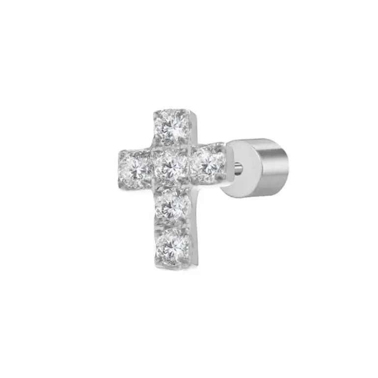 Marlù Orecchino a lobo con croce pendente con zirconi