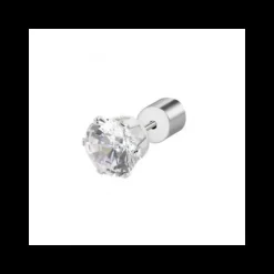 Marlù - Orecchino mono con zircone da 6mm acciaio