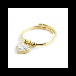 Marlù Anello CUORE ORO STRASS PENDENTE
