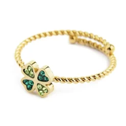 Marlù anello oro quadrifoglio cristalli verdi