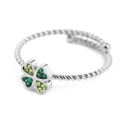 Marlù anello quadrifoglio cristalli verdi