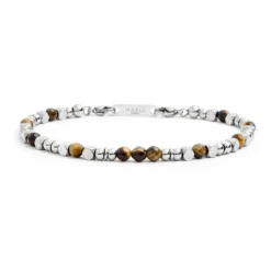 Marlù BRACCIALE ACCIAIO PIETRE OCCHIO DI TIGRE ELEMENTI EMATITE