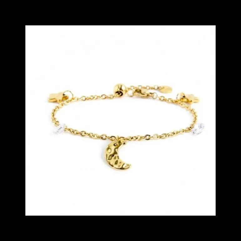 Marlù- Bracciale Lune Selle Cristalli Bianchi Pvd Oro