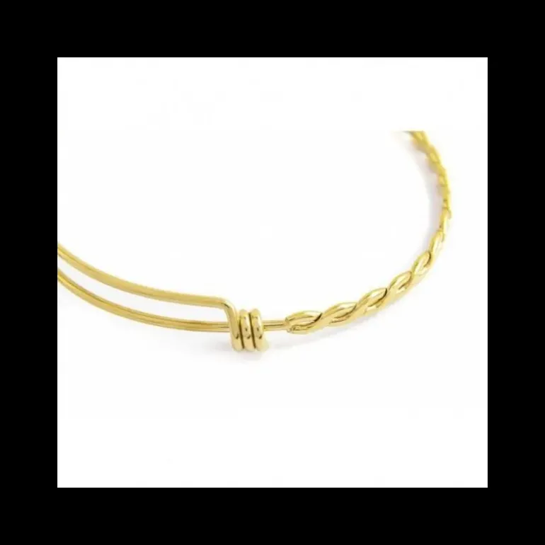 Marlù BRACCIALE RIGIDO BANGLE PENDENTE SOLE CON PERLA E CRISTALLO PVD ORO