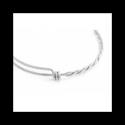 Marlù BRACCIALE RIGIDO BANGLE PENDENTE SOLE CON PERLA E CRISTALLO ACCIAIO