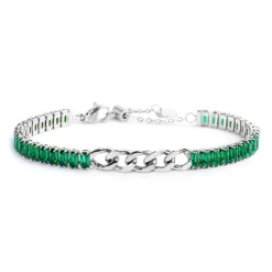 Marlù Bracciale tennis cristalli baguette con catena grumetta centrale