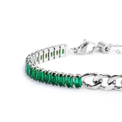 Marlù Bracciale tennis cristalli baguette con catena grumetta centrale