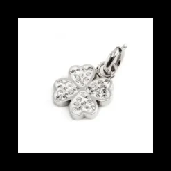 Marlù CIONDOLO ACCIAIO STRASS BIANCHI QUADRIFOGLIO