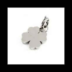 Marlù CIONDOLO ACCIAIO STRASS BIANCHI QUADRIFOGLIO