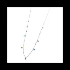 Marlù COLLANA ACCIAIO 45CM CON CRISTALLI COLORATI E SFERE