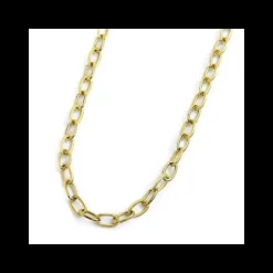 Marlù- Collana Catena Maglia Larga Con Texture E Liscia Pvd Oro