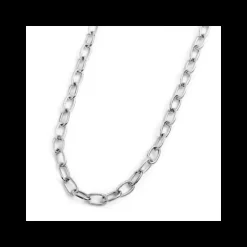 Marlù- Collana Catena Maglia Larga Con Texture E Liscia Acciaio