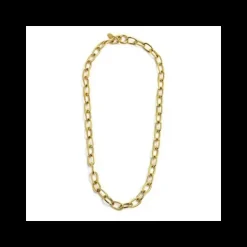 Marlù- Collana Catena Maglia Larga Con Texture E Liscia Pvd Oro