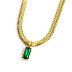 Marlù Collana catena snake cristallo baguette centrale