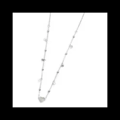 Marlù- Collana Cuore Madreperla Pendente Ematite E Cristalli Acciaio