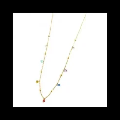 Marlù COLLANA ORO 45CM CON CRISTALLI COLORATI E SFERE