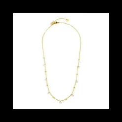 Marlù COLLANA ORO 45CM CON CRISTALLI BIANCHI E SFERE